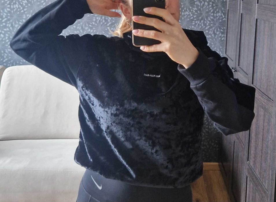 Bluza welurowa aksamitna Calvin Klein r. S / M ciepła z kapturem