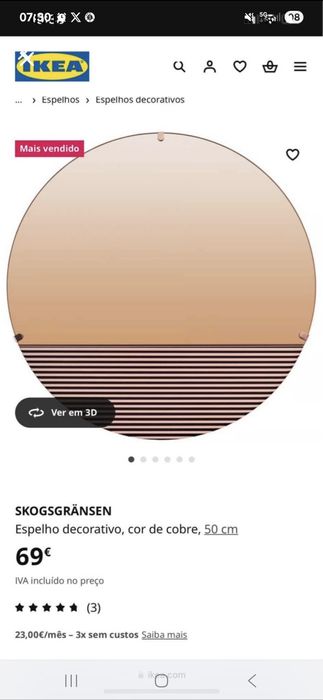 Espelho Cobre Redondo