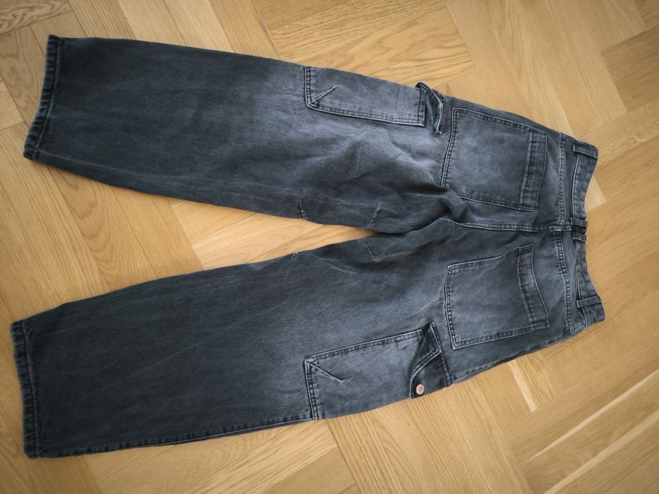 Męskie spodnie dżinsowe szeroka nogawka cargo