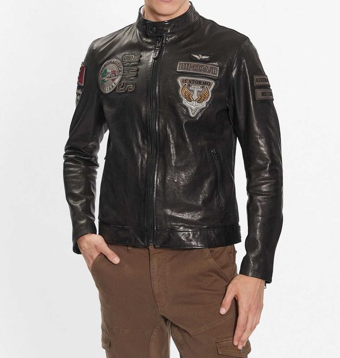 Kurtka skórzana Aeronautica Militare czarna Wrocław Fabryczna • OLX.pl