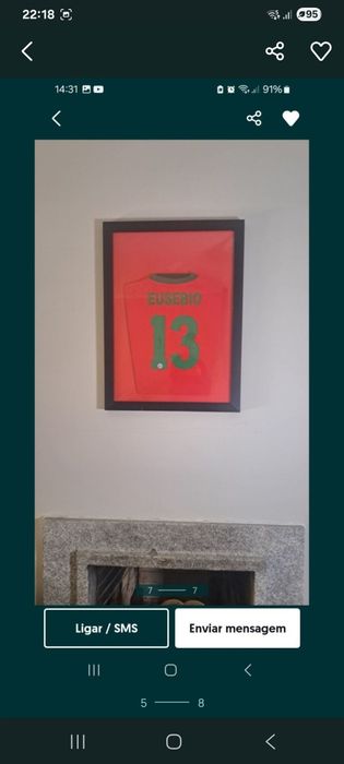Camisola de portugal  de 66 assinada  pelo eusebio