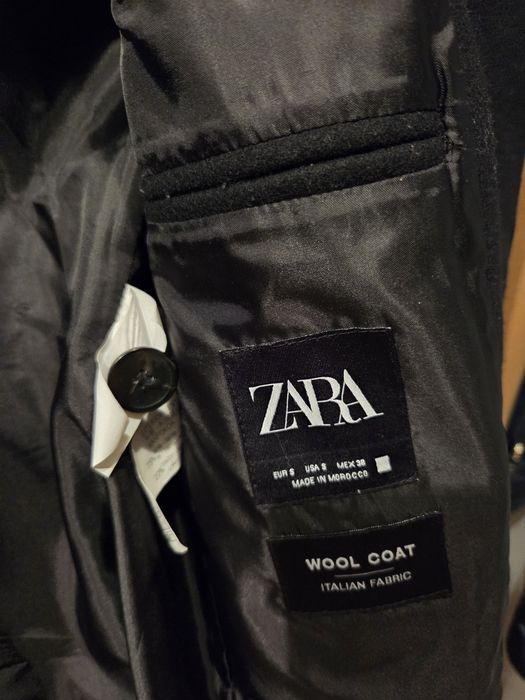 Płaszcz męski z wełny czarny Zara