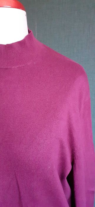 Męski sweter ze stójką L burgundowy