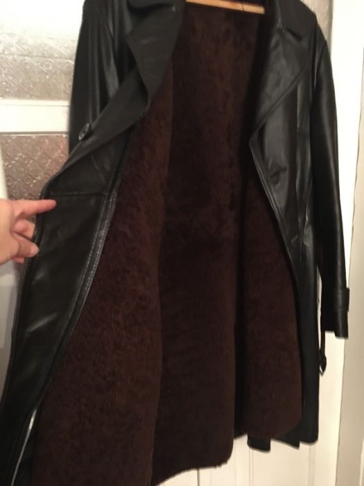 кожаное мужское пальто