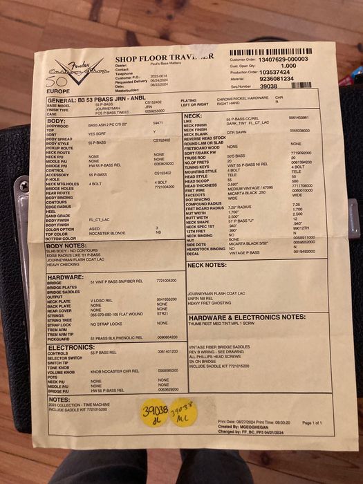 Fender Custom Shop 53 JRN Relic Precision Bass