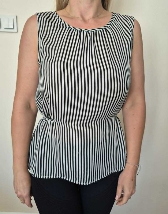 bluzka paski biała-czarna 38*H&M* bez rękawów