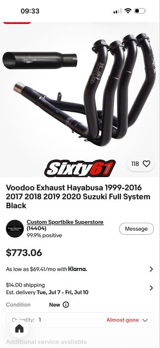 Voodoo Exhaust Hayabusa 1999-2020 Suzuki Full System Black
