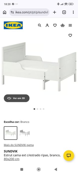 Cama de criança extensível.