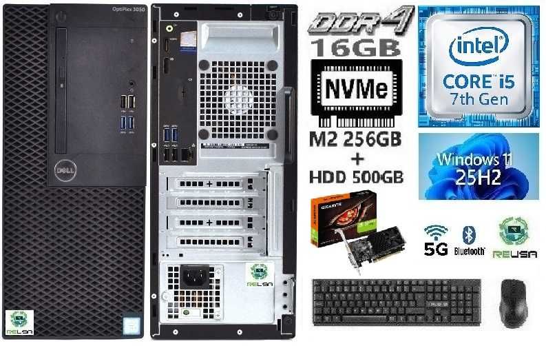 NF.50  Pç Dell LowGamer DELL 7ªG|i5-7400-3.5G|16G|NVMe256+HD500|GT1030-2G|5G+BT|W11