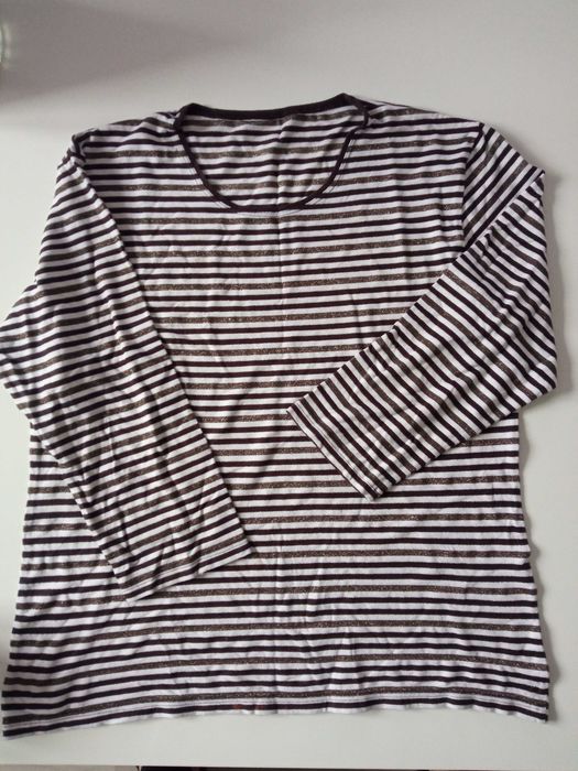 AWG Damski T-shirt przez głowę koszulka paski 44