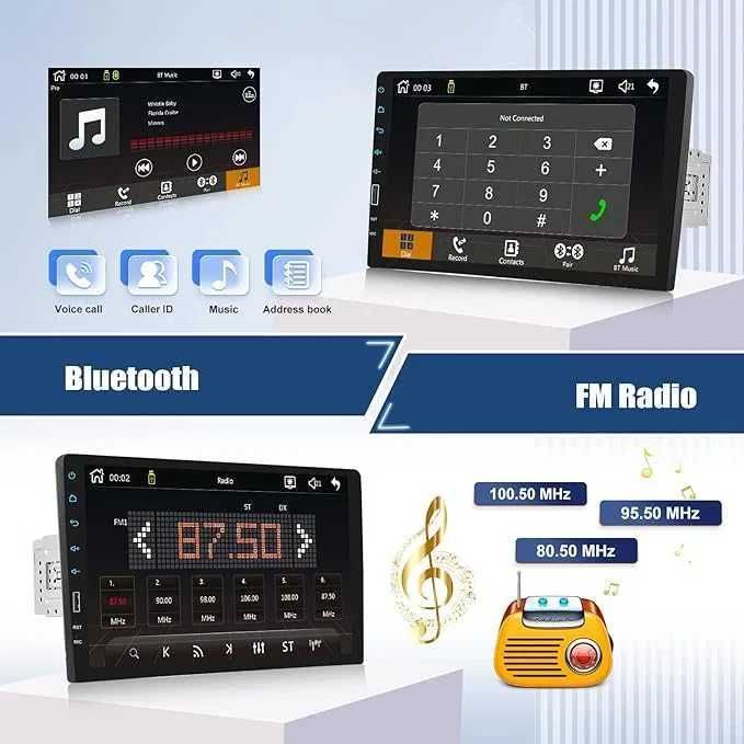 CAMECHO Radio samochodowe 1 DIN z Carplay Wireless Android ekran 9