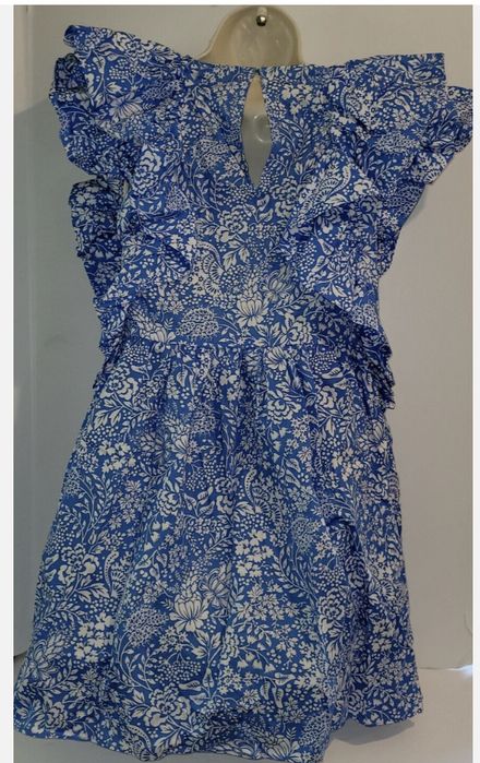 Плаття Zara міні, синє з білими квітами бавовна 100% розмір XS