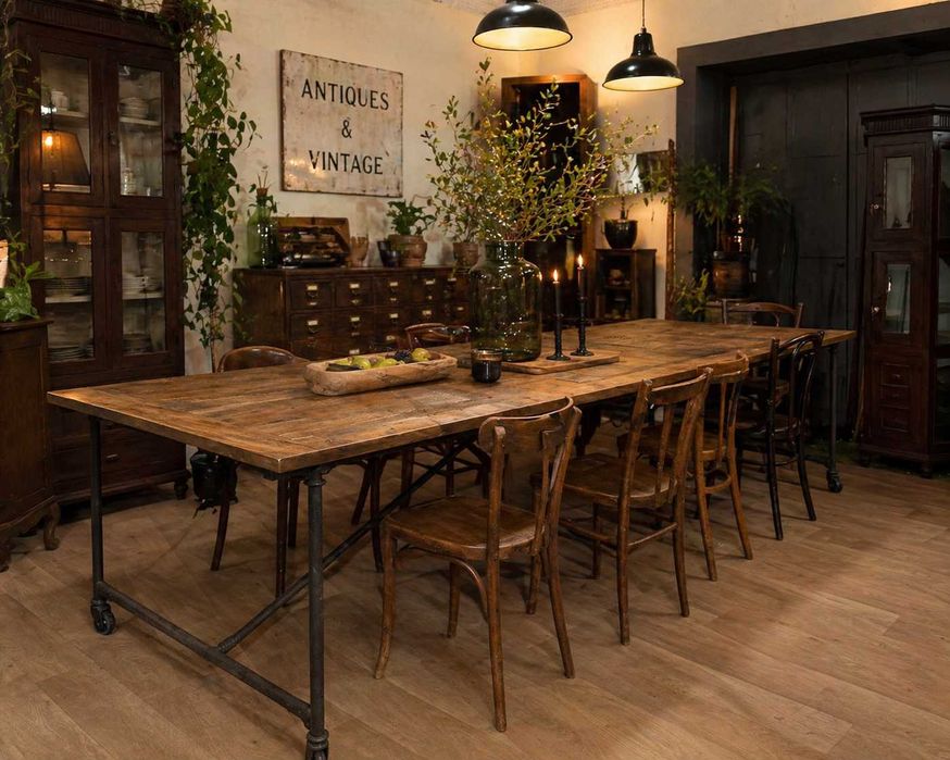 Stół industrialny drewniany stare drewno logtowy modern farmhouse masywny solidny