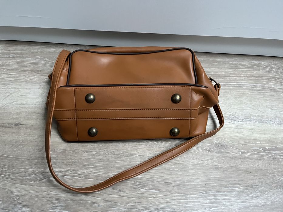 brązowa torebka na ramię, vintage, prl