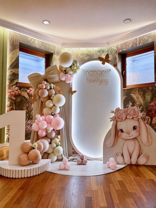 Ścianka balonowa na chrzciny, roczek, urodziny, 18, komunia święta