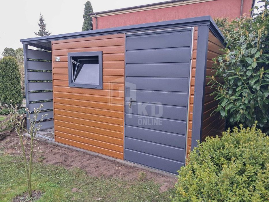 Schowek domek ogrodowy 2,5x2m + wiata 0,5m drzwi okno  dach TKD366