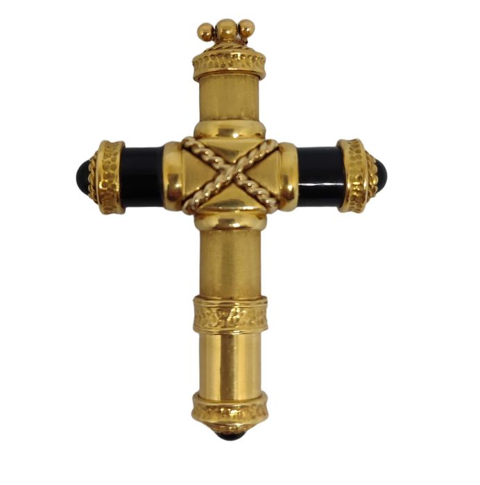 Pendente / Cruz em ouro e ônix