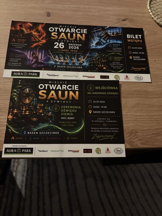 Bilet wstępu na pokaz saun