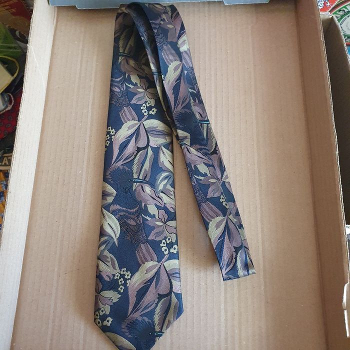 Krawat męski poliester ptaki