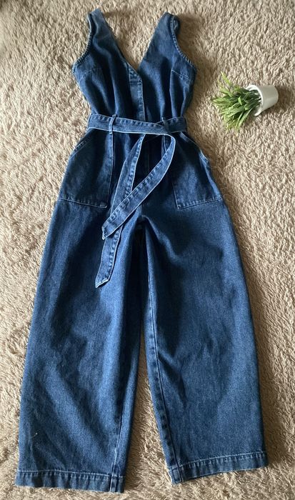 Щільний джинсовий комбінезон Asos з широкими штанинами barrel  баггі