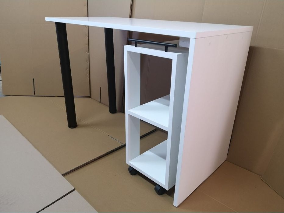 Stolik biurko kosmetyczne z szafką pomocnik na kółkach