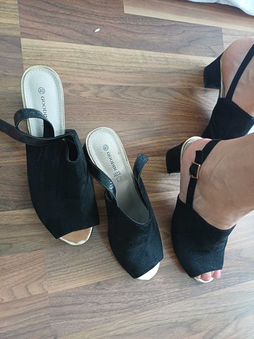 Eleganckie buty czarne sandały