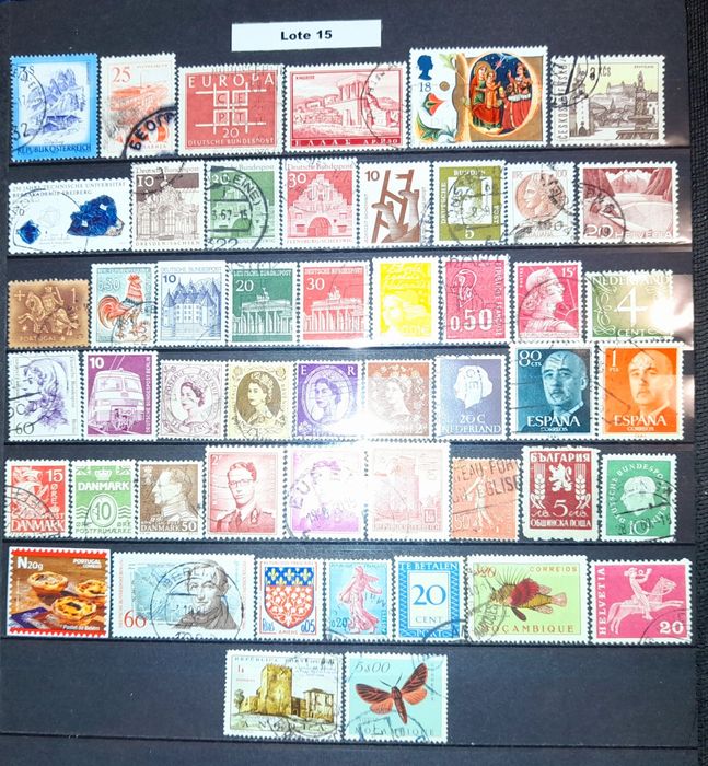 Vários Lotes - 50 Selos Mundiais (Lotes 9 - 16)