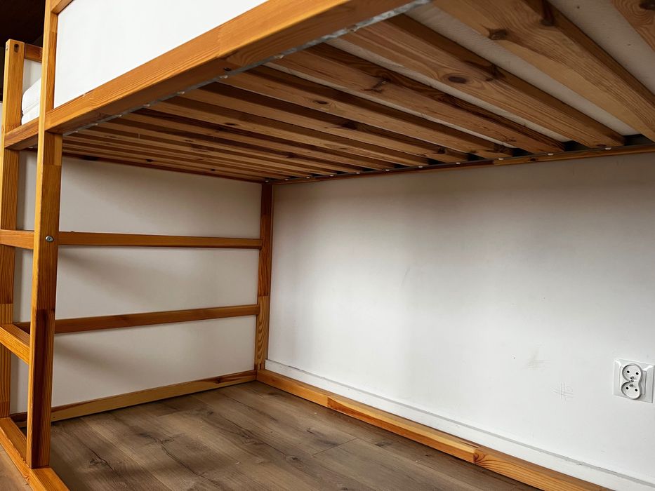 Łóżko dwustronne biały/ sosna z materacem