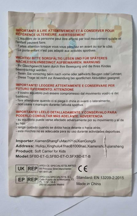 Lekkie nosidełko dla dziecka 3+, nosidełko do 35 kg