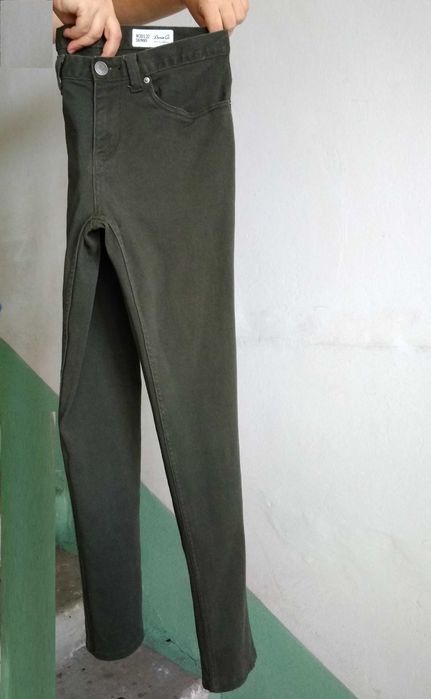 р 10 /44-46 джинси штани слім хакі в стилі мілітарі стрейчеві Denim Co