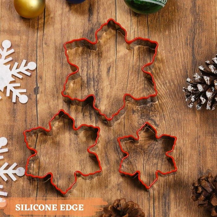 3x Foremki do Ciastek Babeczek PŁATKI ŚNIEGU-Stal nierdz.+Silikon.rant