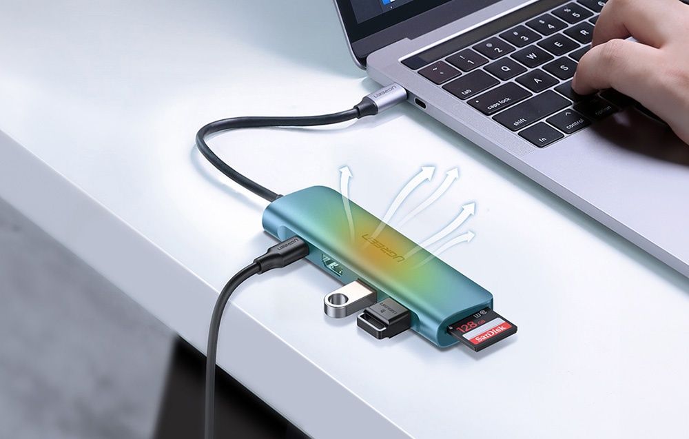 UGREEN Uno USB C Hub 10Gbps 4K 60Hz 6 w 1 100W Adapter USB C USB A i U