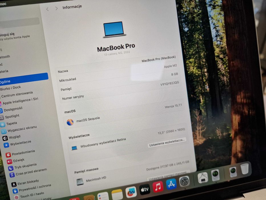 Macbook PRO 13 2022 M2/ 8GB DDR5/ 256GB/ Space Gray/ 37 cykli/ Grad A-