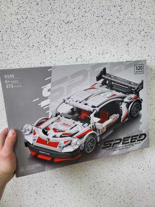 Конструктор Лего порш білий машинка автомобіль 372 деталей Технік 1:20 Porsche Technic для дітей, інерційна, гумові колеса
