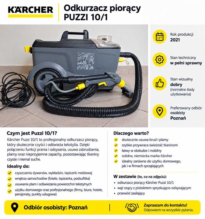 Odkurzacz piorący Kärcher Puzzi 10/1 – używany, sprawny