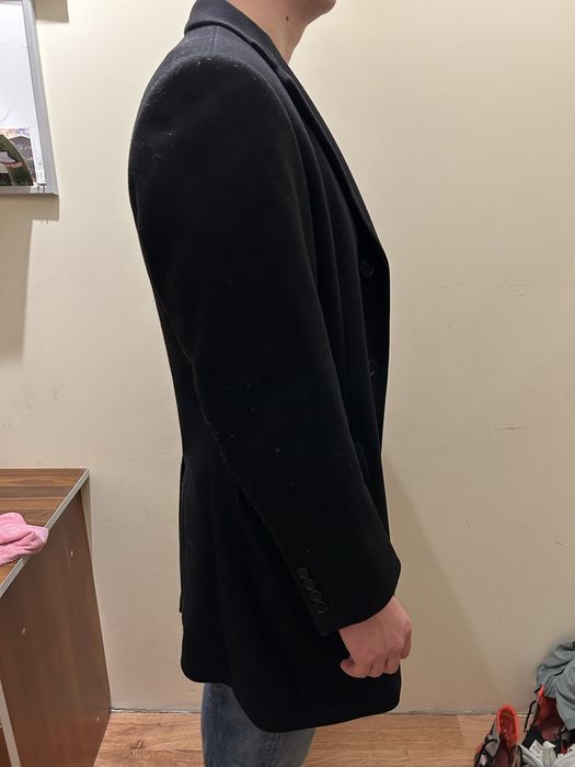 Czarny męski płaszcz L ted baker wełna wełniany elegancki