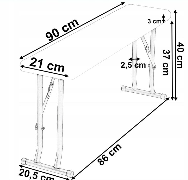 Stol ogrodowy składany + lawki