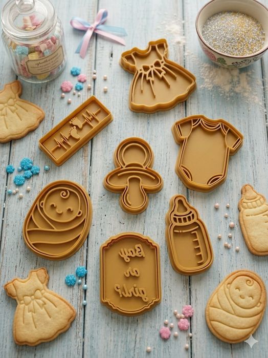 Kit Cortadores de Biscoito Chá Revelação / Bebé (Impressão 3D)