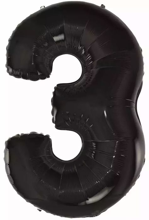 Balon Foliowy. Cyfra 3, Czarna (92 Cm). Nowy Produkt
