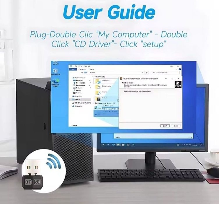 Adapter karta Bluetooth 5.4 USB nano do komputera nadajnik odbiorn