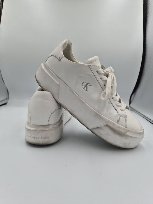 Sneakersy damskie białe na platformie Calvin Klein 40 skóra naturalna