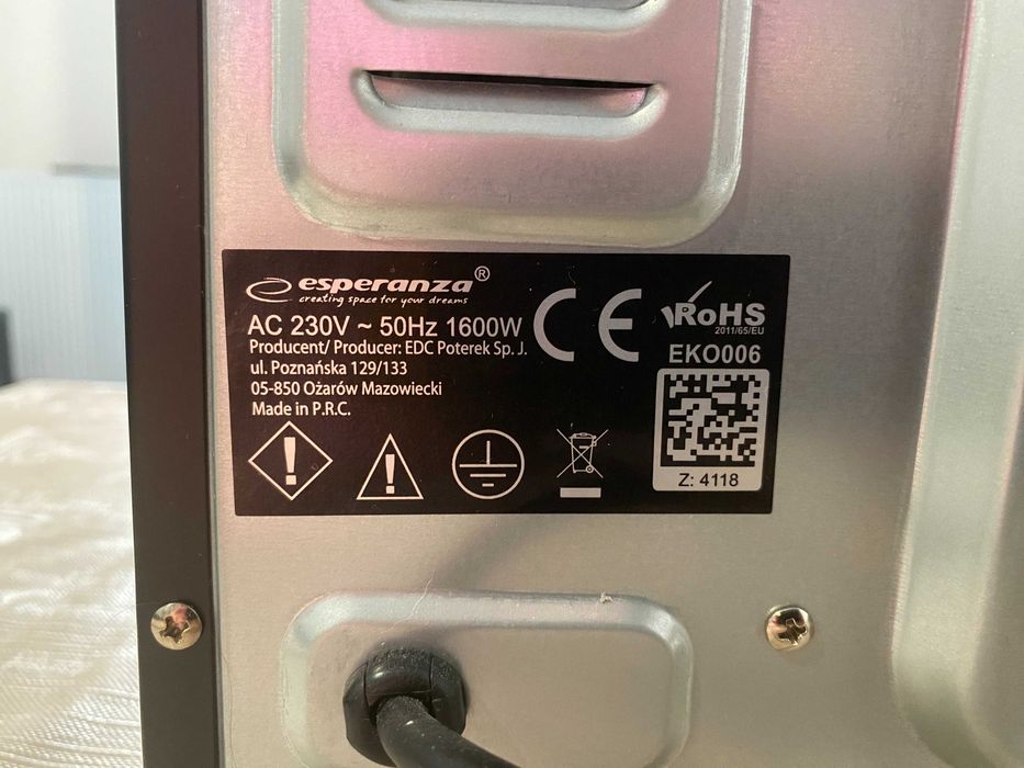 Mini piekarnik Esperanza Napoli 25 l 1600 W – sprawny