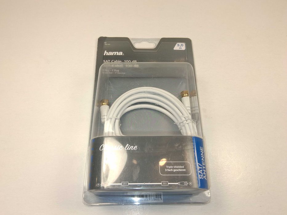 N265 Kabel Antenowy Satelitarny Hama F-Plug F-Plug 100 dB 3m Biały