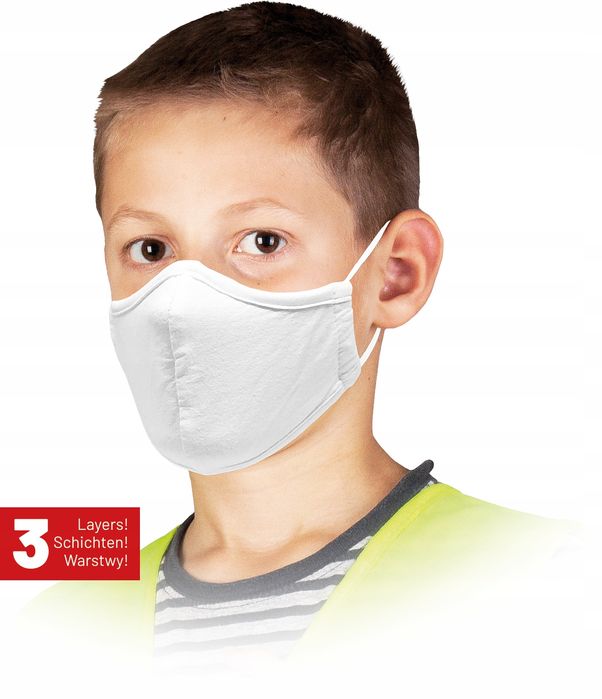 Maseczka wielokrotnego użytku dla dzieci / biała / mas-safer-kids w -