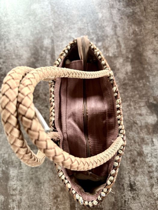 Torebka koszyk plecionka boho brązowa naturalna