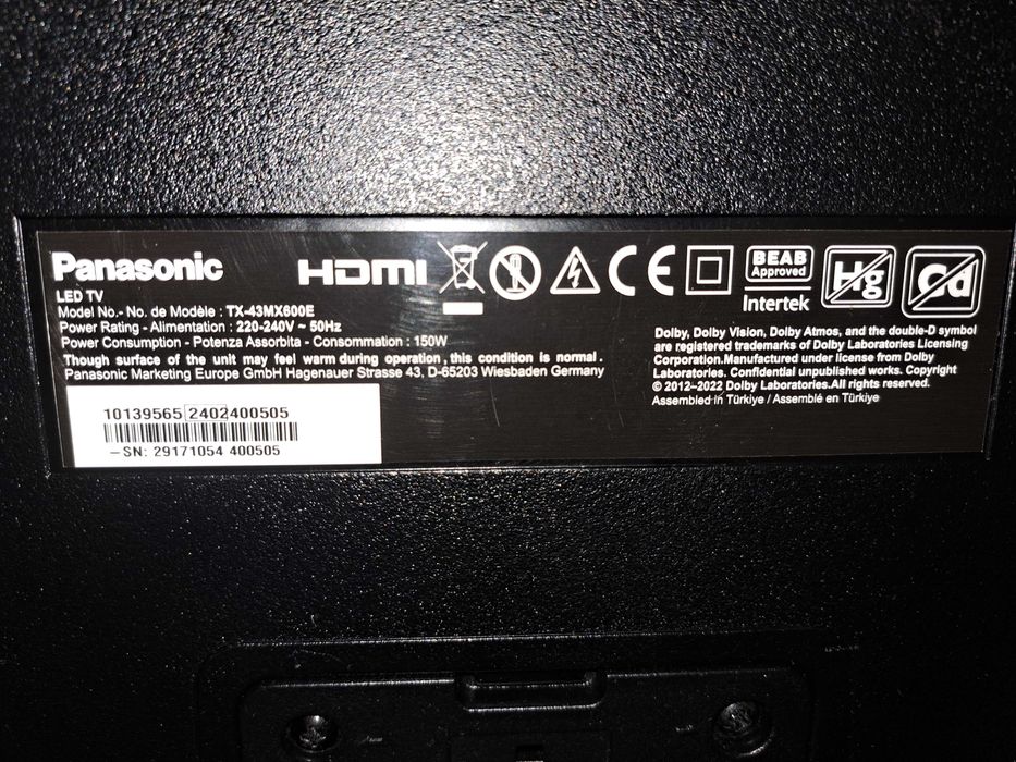 ‼️ Edge LED TV Panasonic TX-43MX600E (4K,HDR,Dolby Atmos,Dolby Vision)