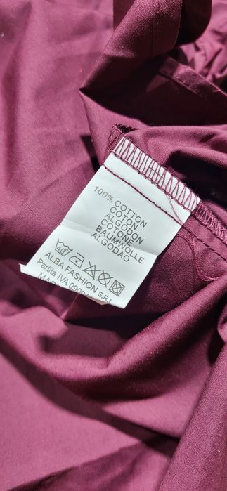 Cudowna włoska koszula bordowa bawełna oversize uni premium klasyk