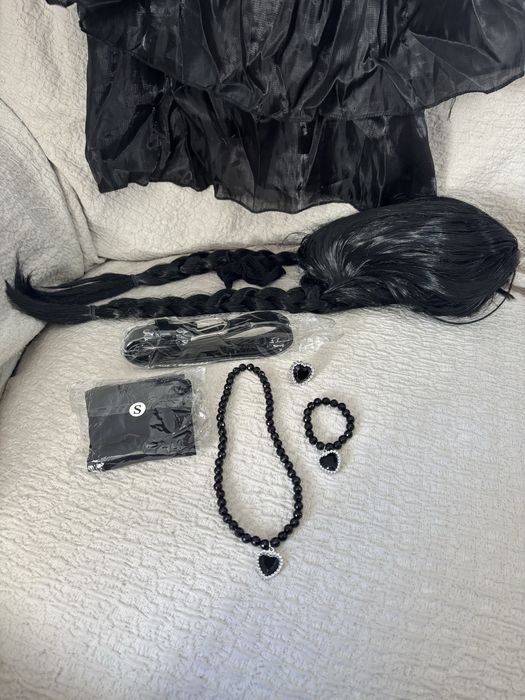 Disfarce Wednesday Addams menina 6-7 anos (120 cm)