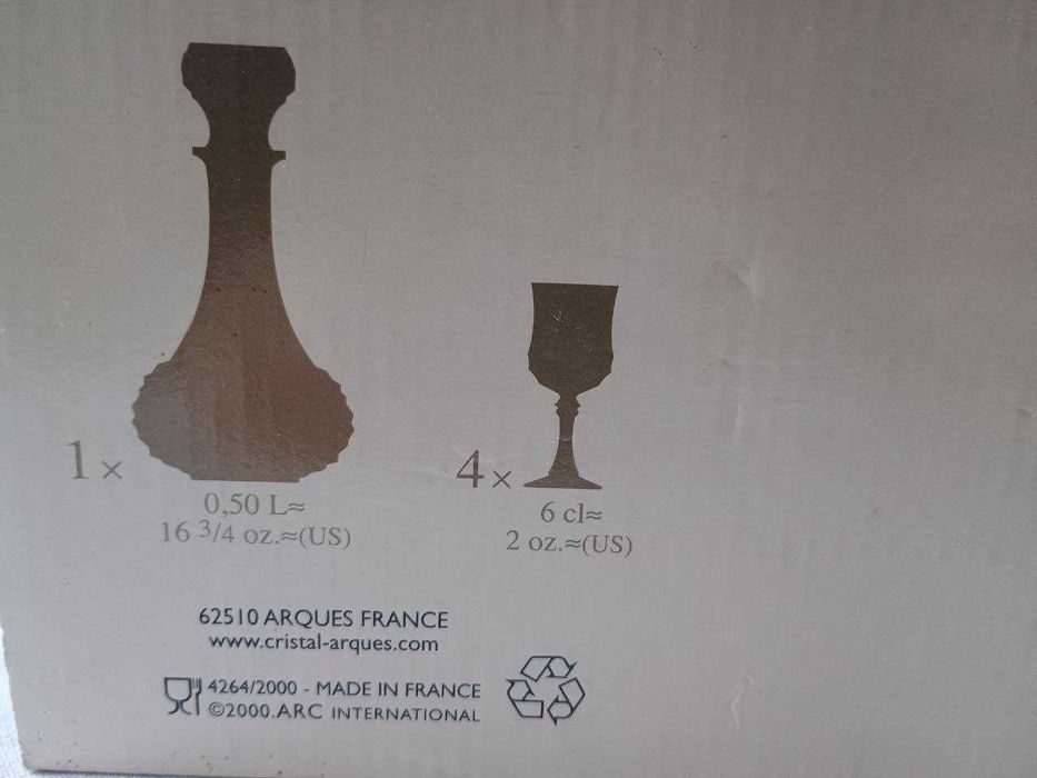 Garrafa e cálices de licor Cristal d'Arques Longchamp