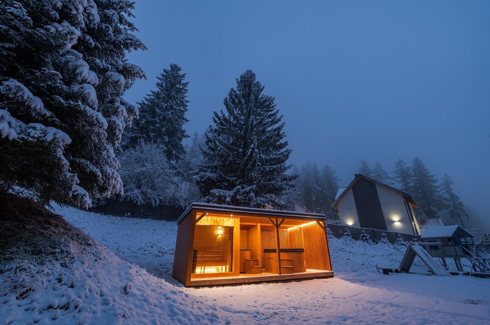 Sauna Optimal z tarasem i zabudowa 44900